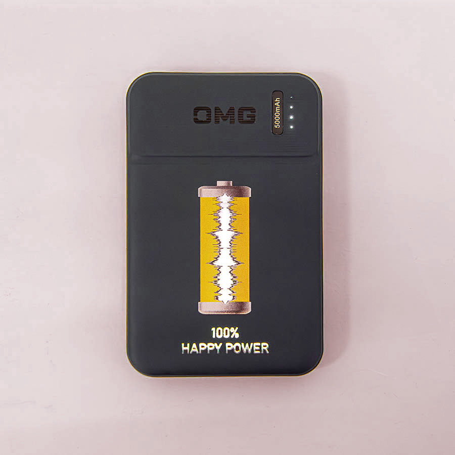 картинка Универсальный аккумулятор OMG Flash 5 (5000 мАч) с подсветкой и soft touch, синий, 9,8х6.3х1,3 см 