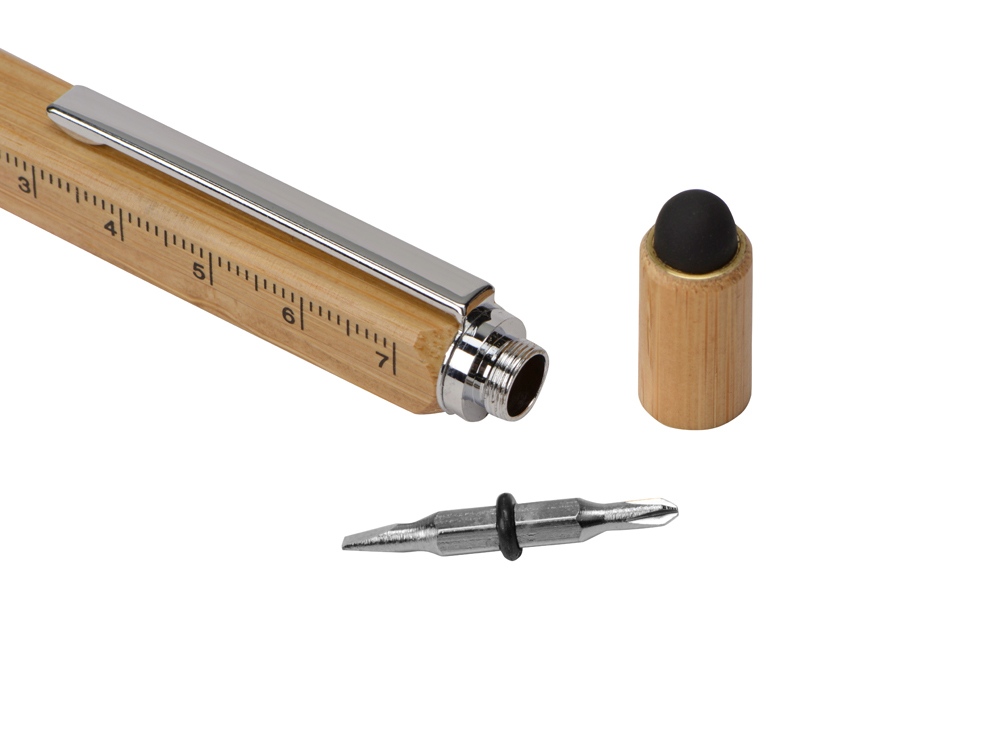 картинка Ручка-стилус из бамбука Tool с уровнем и отверткой 
