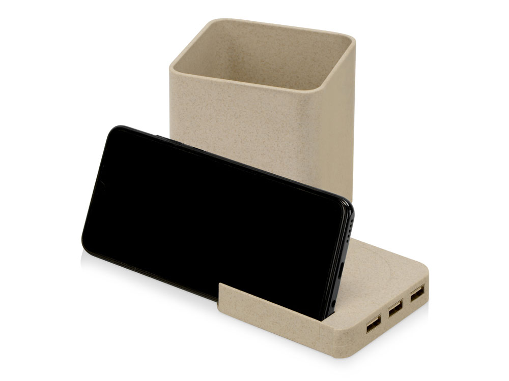 картинка Настольный органайзер Cubic с функциями USB-хаба и беспроводной зарядки 