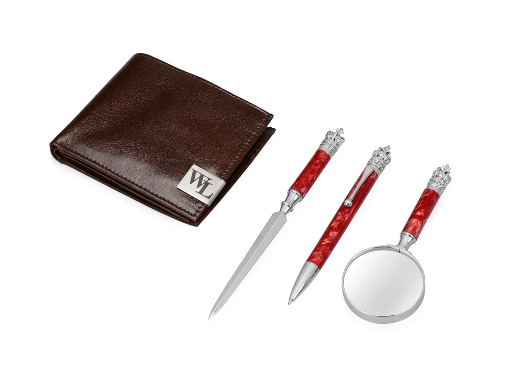 картинка Набор Принц Уэльский: портмоне, ручка, лупа, нож для бумаг 