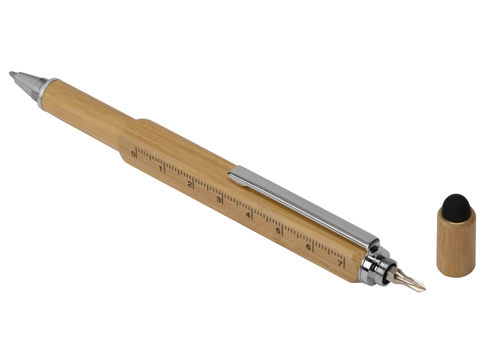 картинка Ручка-стилус из бамбука Tool с уровнем и отверткой 