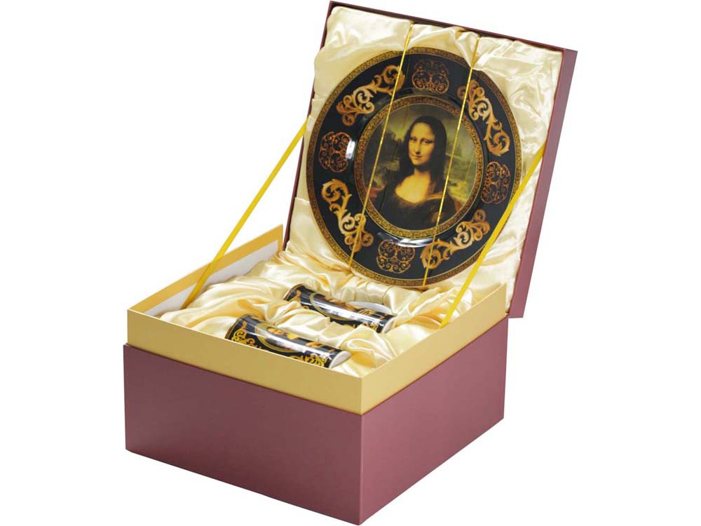 картинка Подарочный набор Мона Лиза: блюдо для сладостей, две кружки 