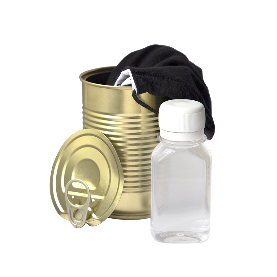 картинка Комплект СИЗ #1 (маска серая, антисептик), упаковано в жестяную банку