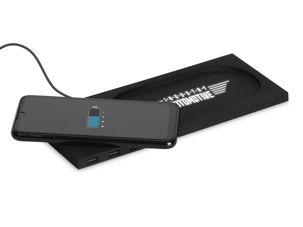 картинка Беспроводное настольное зарядное устройство Glide с подсветкой, soft-touch 