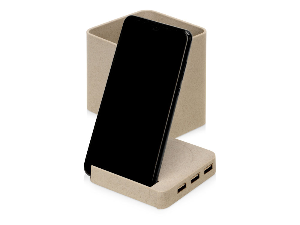 картинка Настольный органайзер Cubic с функциями USB-хаба и беспроводной зарядки 
