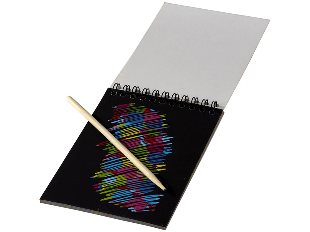 картинка Цветной набор Scratch: блокнот, деревянная ручка 
